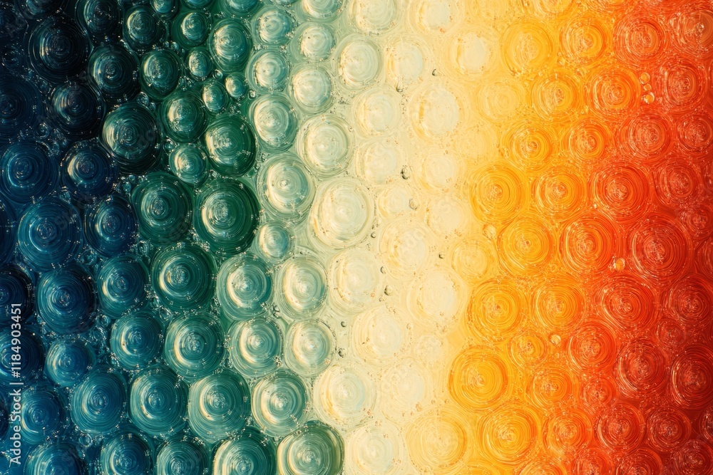 Poster abstract background featuring colorful concentric circles gradually transitioning from blue to orang