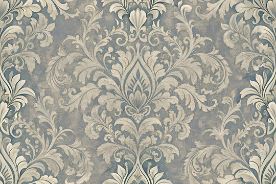 Fototapeta Elegant damask wallpaper design in muted tones.