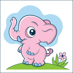 happy elephant cartoon vector