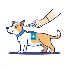 Cute dog receiving a vaccination with a joyful expression, showcasing the importance of pet health.