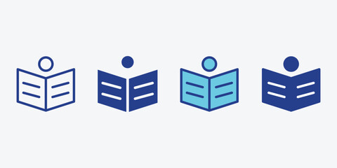 Book open reader icon vector. Book open reader icon Thin line art isolated. Book Icon. Person reading a book icon.