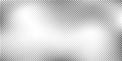 Monochrome halftone dot gradient background for vintage or comic-style designs. Black and white vector texture. Ideal for posters, banners, graphic overlays