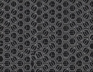 hexagon seamless pattern repeatable white line honeycomb pattern on black background 
