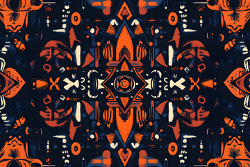 Obraz premium Seamless pattern combining cultural fusion designs with motifs, patterns, and symbols from different traditions