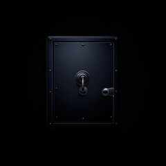 A robust black safe door with a heavy locking mechanism, symbolizing security and protection.