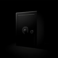A mysterious black safe illuminated in darkness, evoking intrigue and secrecy.