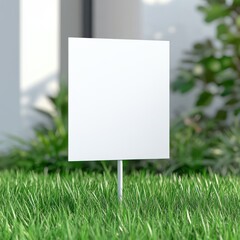 Blank signage on a green lawn, perfect for customizable messages or promotions.