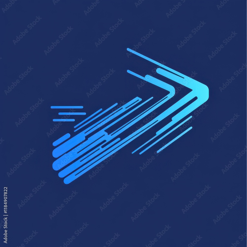 Poster dynamic abstract illustration of an arrow in motion, showcasing speed and innovation.