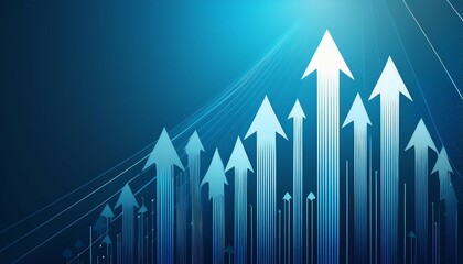 up arrows on blue background illustration copy space composition business growth concept