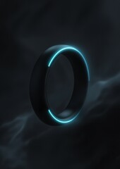 A glowing blue ring with a black center