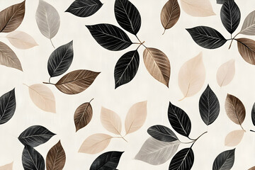 Nature-inspired leaf pattern on a neutral background for organic interior themes