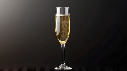 Sparkling glass of champagne isolated on transparent background