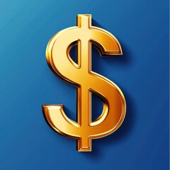 Obraz premium A shiny gold dollar sign on a blue background, symbolizing wealth and finance.