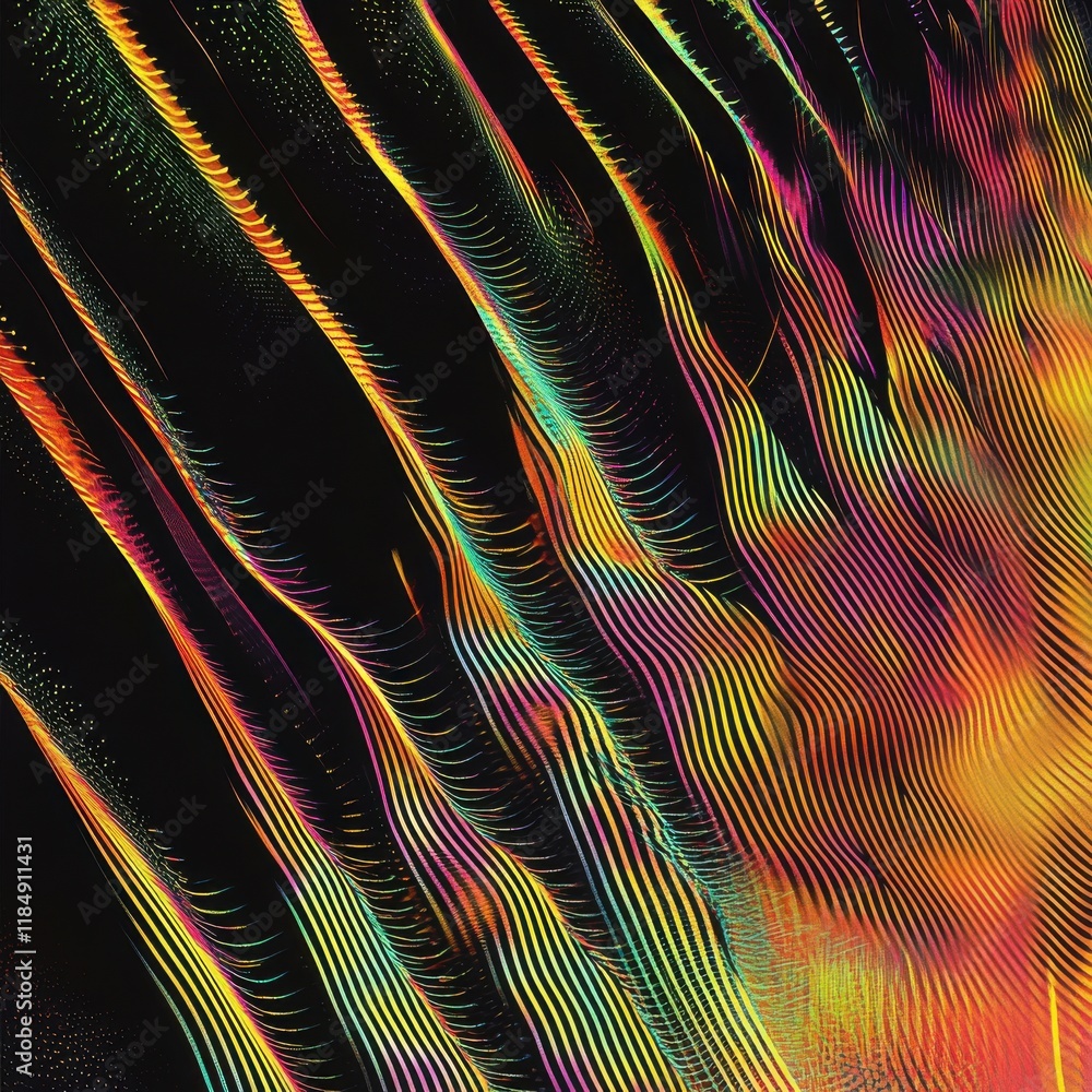 Poster vibrant abstract lines in a gradient of colors create a mesmerizing visual experience.