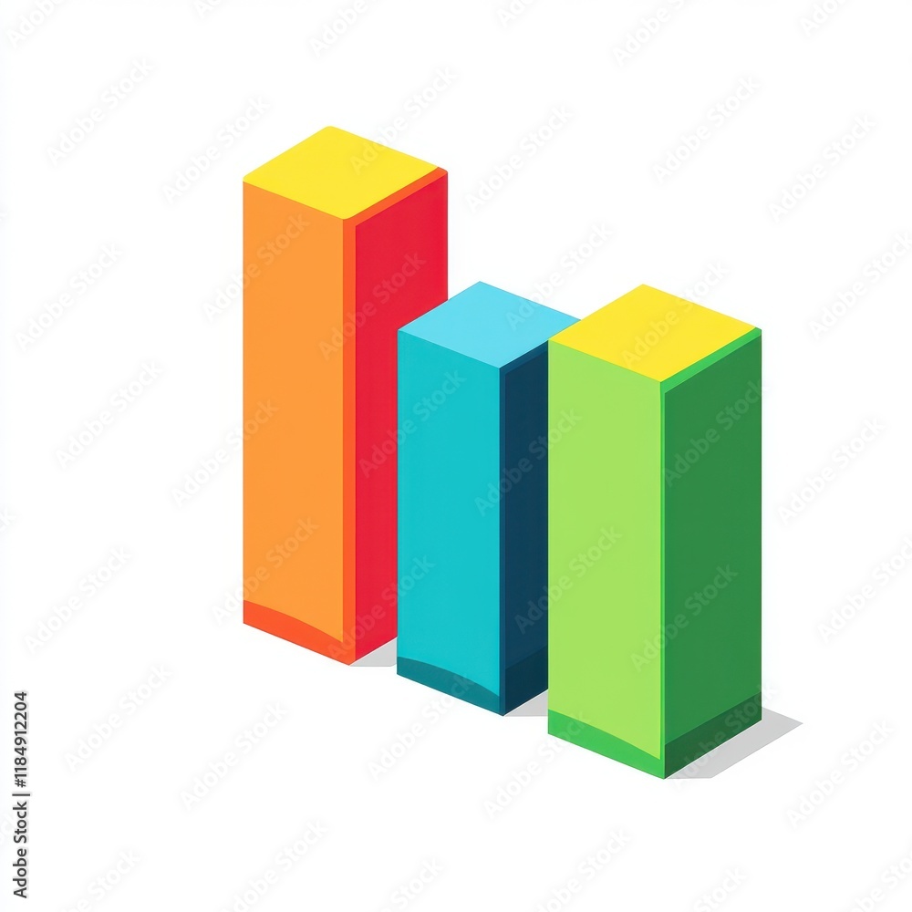 Poster colorful 3d bar graph symbolizing data growth and success.