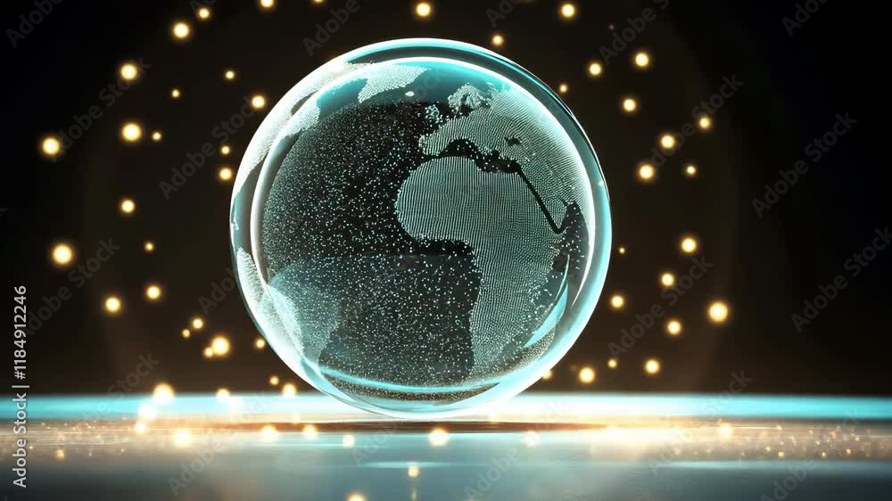 Poster glowing digital globe with futuristic design and sparkling lights global connectivity and technology