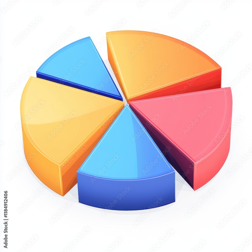 Poster colorful pie chart representing data segmentation with vibrant segments.
