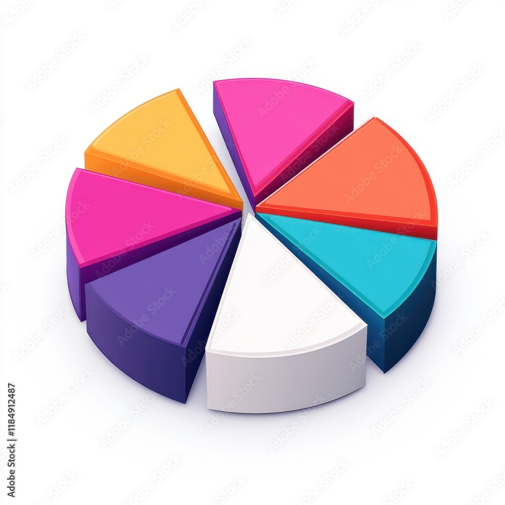 Poster colorful pie chart representing data distribution in a bright and modern design.