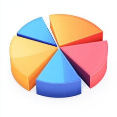 Obraz premium Colorful pie chart representing data segmentation with vibrant segments.