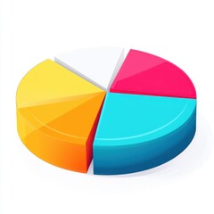 A vibrant 3D pie chart showcasing four segments in bright colors.