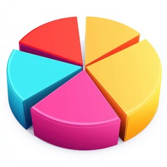 Obraz premium Colorful pie chart representation in vibrant shades, symbolizing data distribution and analysis.