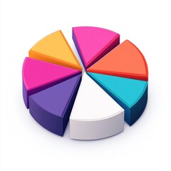 Obraz premium Colorful pie chart representing data distribution in a bright and modern design.