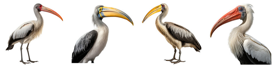 Obraz premium Bird with a long beak isolated on transparent background, Set of