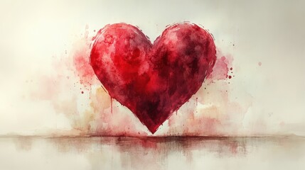 Vibrant Watercolor Heart Illustration with Abstract Background