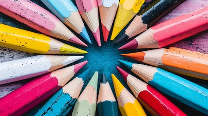 Naklejka premium A Collection of Doodle Colored Pencils, Ready to Add Vibrant Hues and Creative Energy to Any Artwork