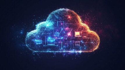 Fototapeta premium Abstract Cloud Network: Digital Technology and Data Storage