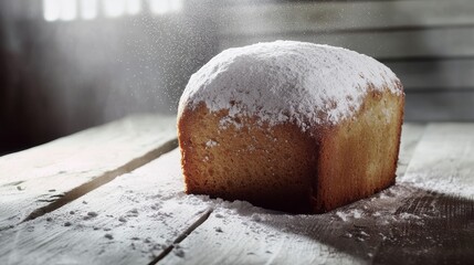 A Beautifully Frosted Loaf Cake on a Rustic Wooden Table