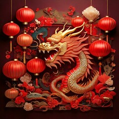 Naklejka premium chinese new year lanterns