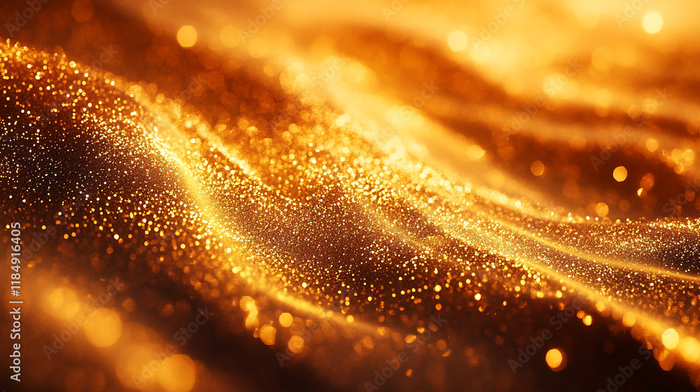 Poster golden shimmering waves captured in a mesmerizing display of light and texture