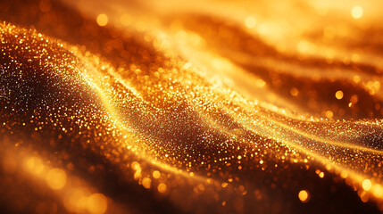 Golden shimmering waves captured in a mesmerizing display of light and texture