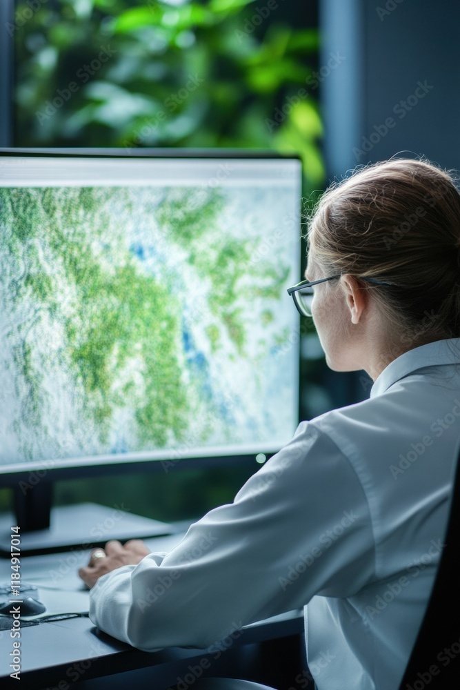Poster cartographer utilizes advanced technology to analyze terrain data for modern map-making projects