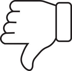 Thumb down icon. Unlike button for website and mobile app. Line style. Bad, negative Gesture Button Sign, symbol. Social Media Feedback Symbol. Isolated Vector Illustration.
