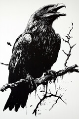 Obraz premium Eagle black and white illustration