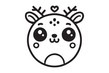 Cute cartoon reindeer face line art