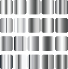 Set of Silver foil texture background. Realistic silver, gradient mesh. Silver metal luxury big set of simple gradients, web color modern background with blur effect, app, mobile cover wallpaper