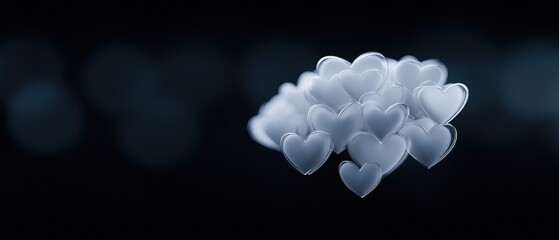 A collection of hearts floating in the air