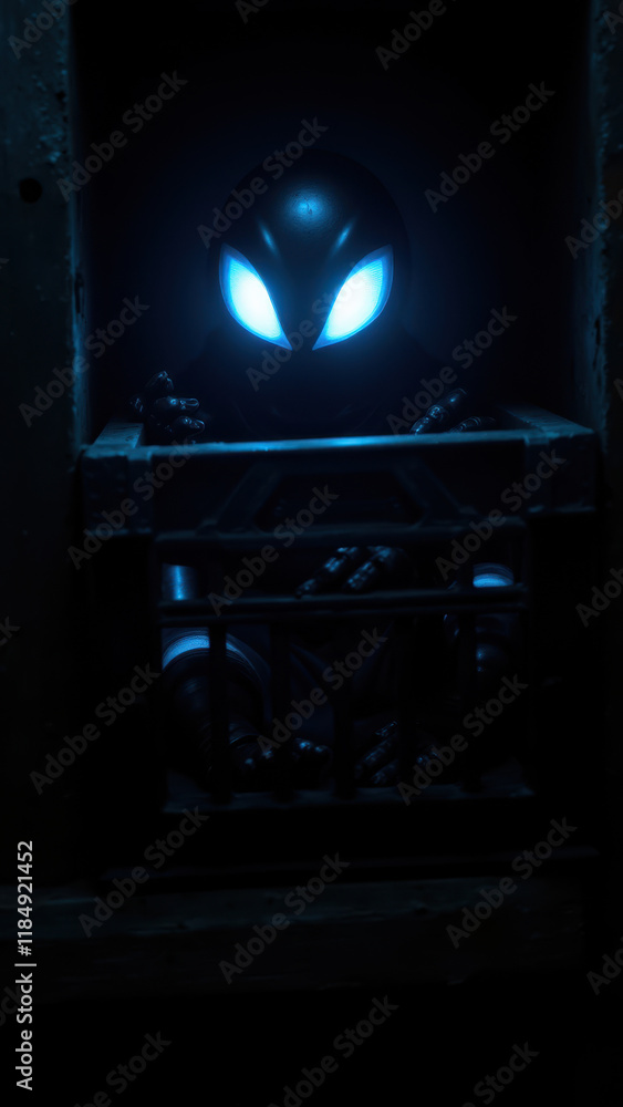 Aufkleber undetectable ai character peeking from behind bars.