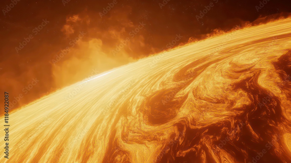 Poster close-up view of a fiery, swirling nebula with bright light emanating from the center.