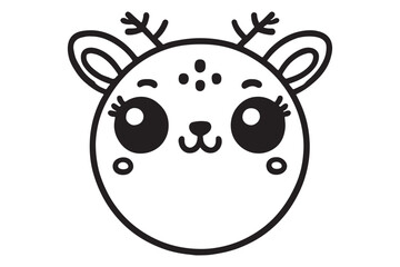 Obraz premium Cute cartoon reindeer face line art