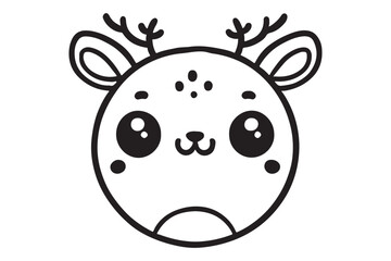 Cute cartoon reindeer face line art