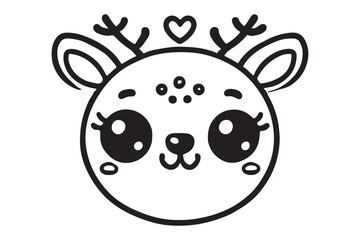 Obraz premium Cute cartoon reindeer face line art