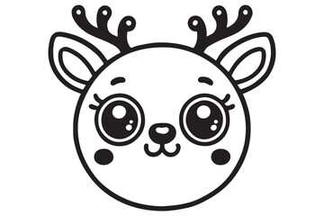Obraz premium Cute cartoon reindeer face line art