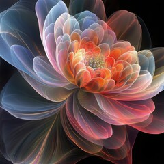 Obraz premium A Captivating Digital Floral Masterpiece: A Stunning Visual Symphony of Colors and Shapes in a Detailed Floral Design