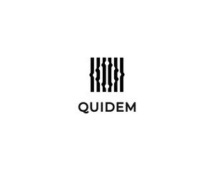 Abstract black and white striped logo. Universal rhombus square logotype.  illustration.