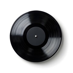 Obraz premium Classic black vinyl record with a smooth surface and a central hole, symbolizing retro music and nostalgia.