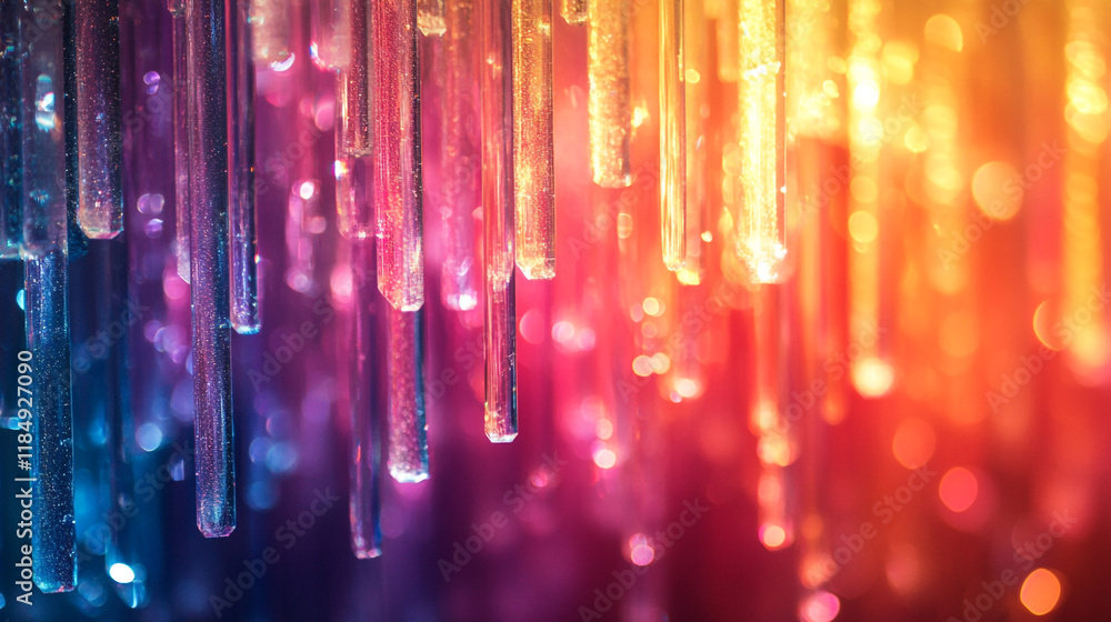 Poster colorful light reflections create a mesmerizing display of hues in a vibrant setting
